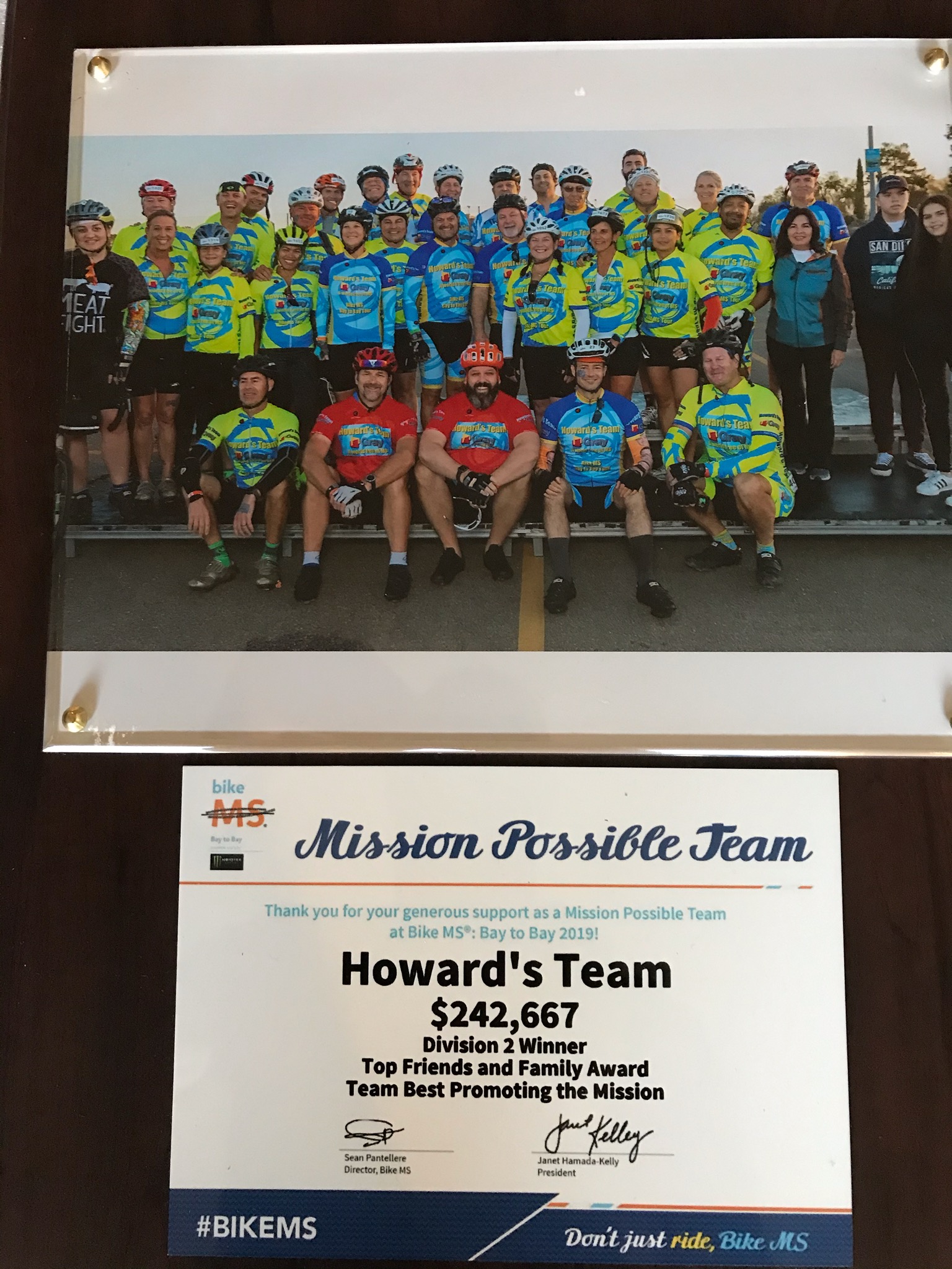 Howard's Team Top Fundraising Team of the 2019 Bike MS Bay to Bay Tour ...